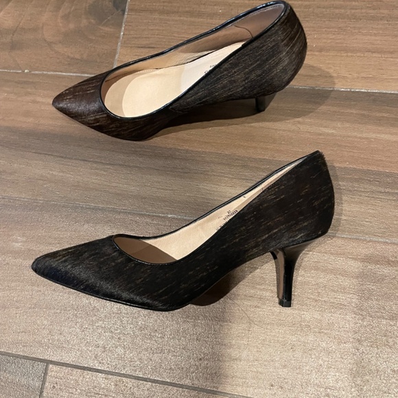 Town Shoes Chocolate brown two tone calf hair pumps - Picture 7 of 11